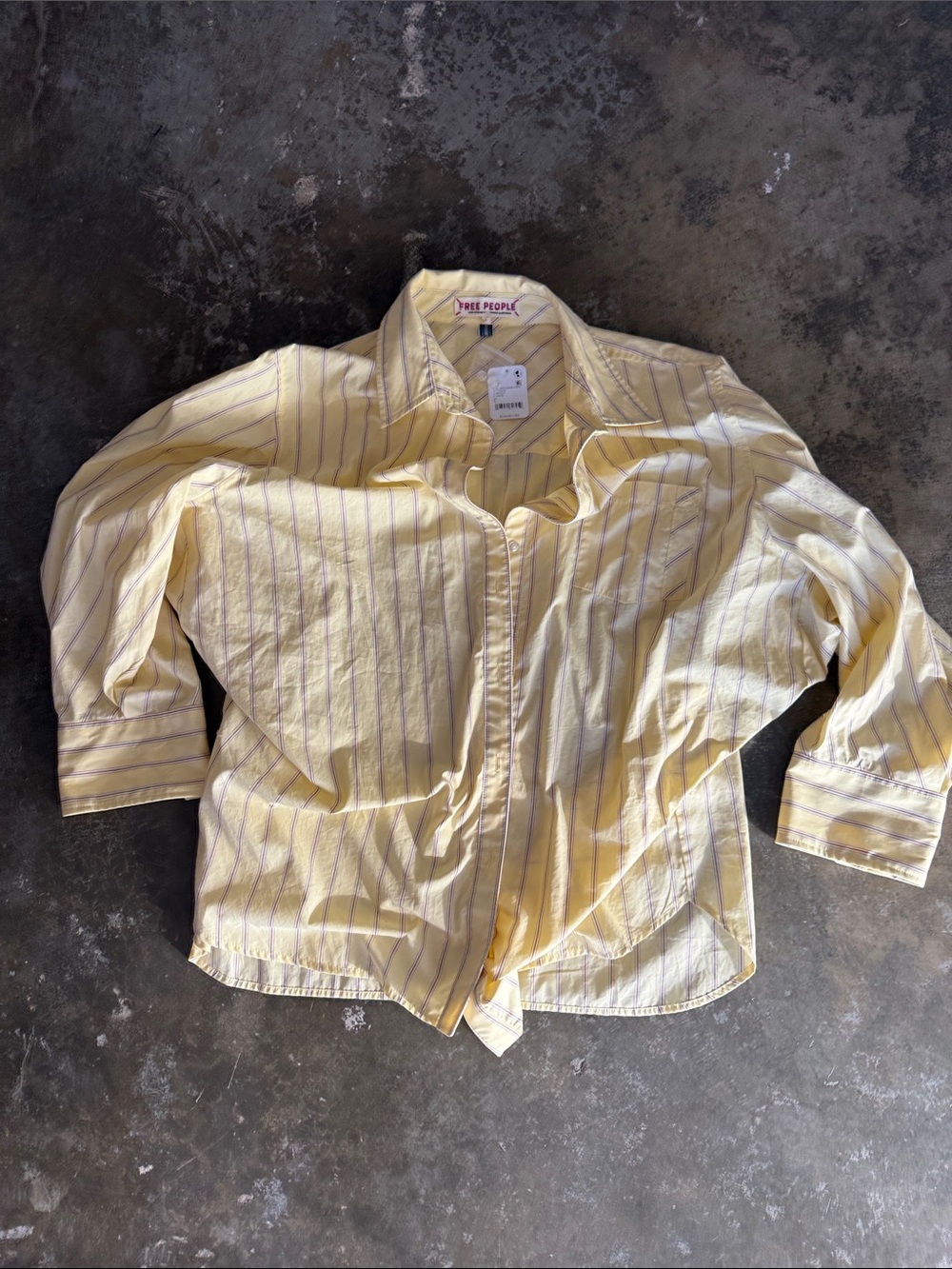 Free People women’s Pale Yellow Striped Button-Down Shirt